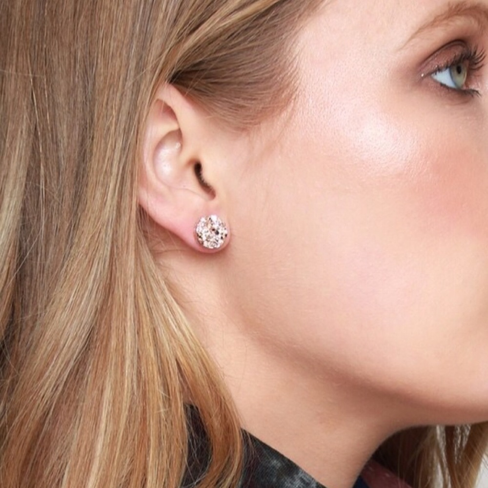 Round druzy earring stud - Picture 5 of 8